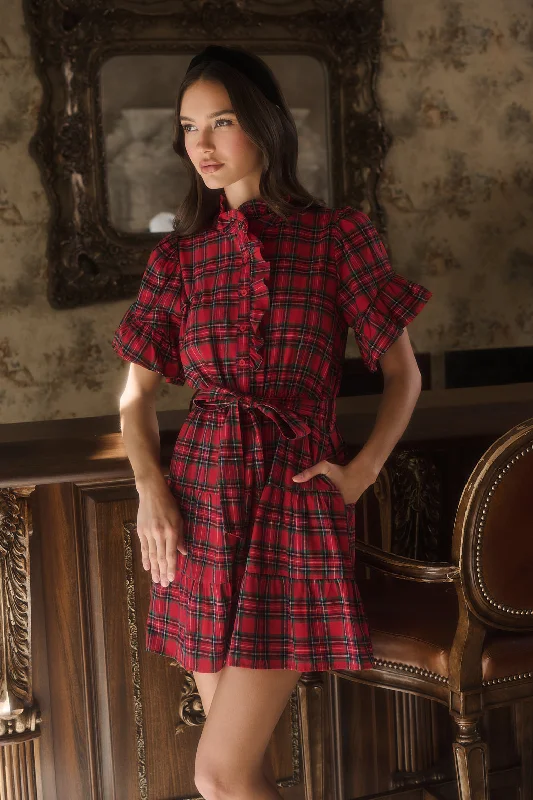 Arvada Plaid Cottonwood Ruffle Button Down Mini Dress Fashionable Boho-Chic Mini Dress Arvada Plaid Cottonwood Ruffle Button Down Mini Dress Fashionable Boho-Chic Mini Dress