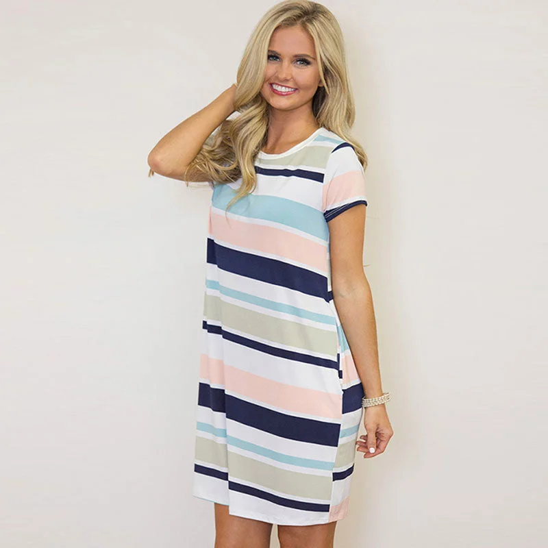 Casual Striped Loose Mini Dresses Women O-neck Short Sleeve Straight Summer Dress Ladies Fashion Comfortable Dress Vestidos New Elegant Velvet Mini Dress Casual Striped Loose Mini Dresses Women O-neck Short Sleeve Straight Summer Dress Ladies Fashion Comfortable Dress Vestidos New Elegant Velvet Mini Dress