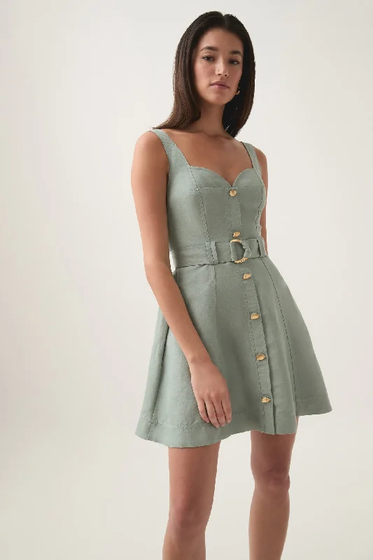 Clay Belted Mini Dress Fashionable Pleated Mini Dress