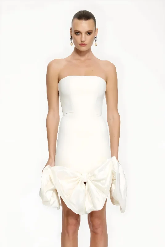 EFFIE KATS Womens Milla Mini Dress - Ivory Classic White Mini Dress