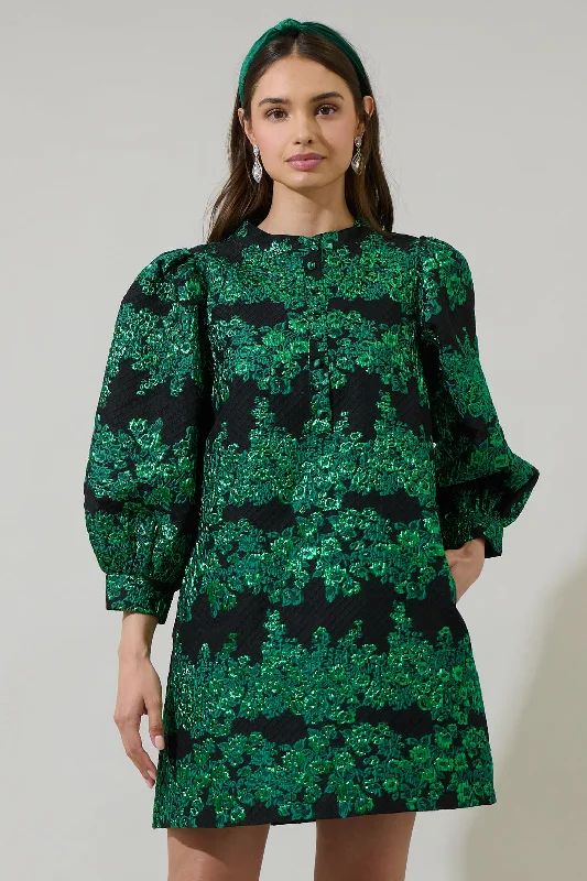 Elyna Jacquard Syani Shift Mini Dress Fashionable Mini Dress with Slits