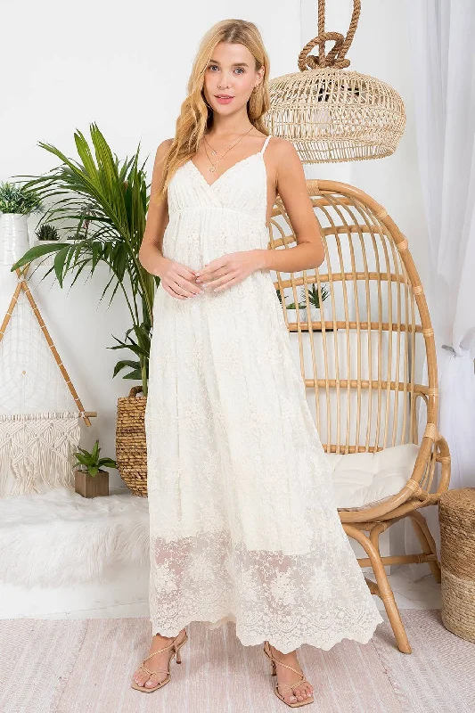 Embroidery Lace Maxi Dress Classic A-Line Maxi Dress