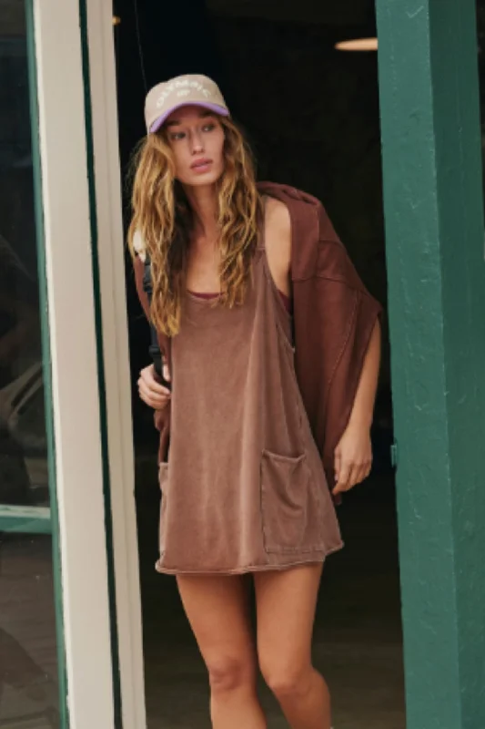 Free People: Hot Shot Mini Dress in Argan Oil Comfortable Smocked Mini Dress
