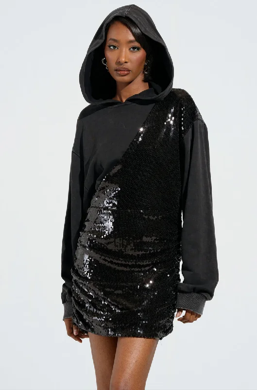 IN HA MOOD FRENCH TERRY SEQUIN EMBELLISHED MINI DRESS Stylish Short Sleeve Mini Dress IN HA MOOD FRENCH TERRY SEQUIN EMBELLISHED MINI DRESS Stylish Short Sleeve Mini Dress