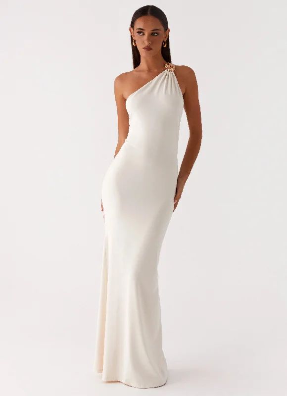 Infinity Maxi Dress - Ivory Cozy Maxi Dress with Slit