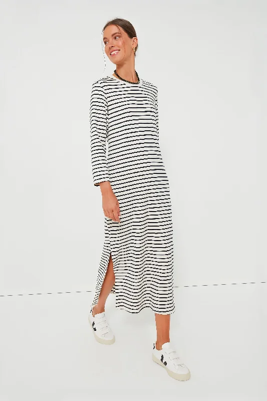 Navy Stripe Gio Maxi Dress Chic Button-Up Maxi Dress