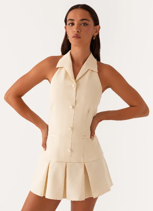 Payton Mini Dress - Lemon Classic White Mini Dress