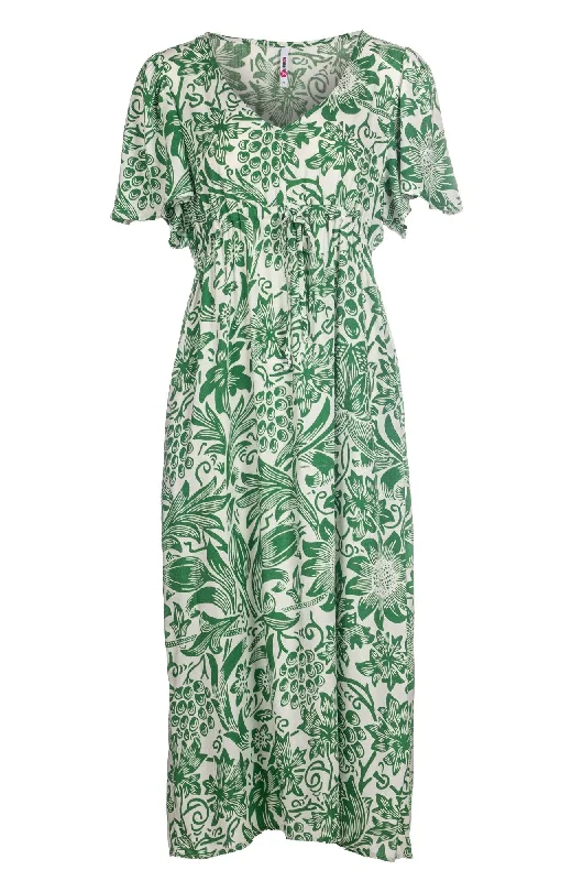 Printed Maxi Dress | GREEN GARDEN | 3358A1 Stylish A-Line Maxi Dress