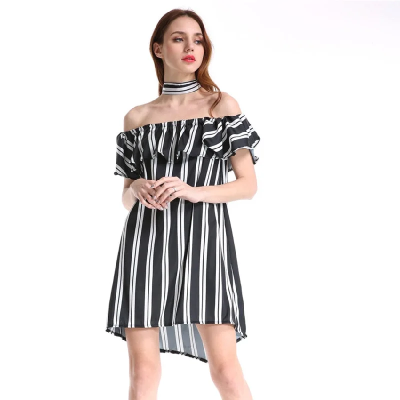 Slash Neck Striped Ruffles Belt A-line Mini Dress Sexy Off Shoulder Loose Dresses Summer Ladies Fashion Elegant Dress Plus Size Fashionable Button-Front Mini Dress Slash Neck Striped Ruffles Belt A-line Mini Dress Sexy Off Shoulder Loose Dresses Summer Ladies Fashion Elegant Dress Plus Size Fashionable Button-Front Mini Dress