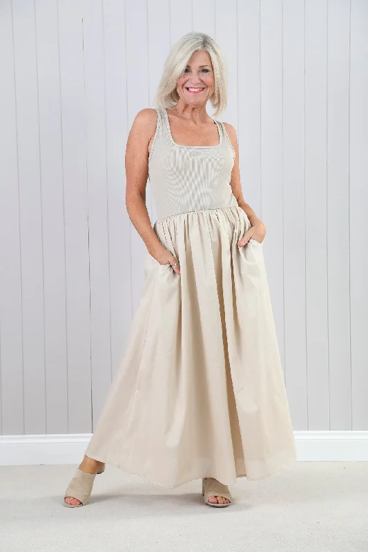 Venus Maxi Dress Beige Trendy Maxi Dress with Straps