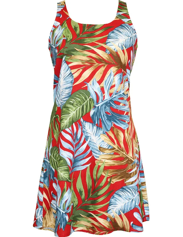 Rayon A-Line Cutout Short Hawaiian Dress