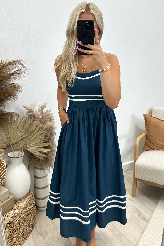 "Bayside Gaze" Dress (Navy)