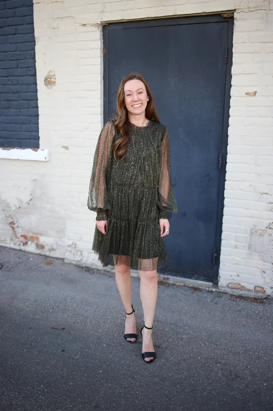 Black and Gold Tiered Ruffle Dress | Boutique Elise | Gabby