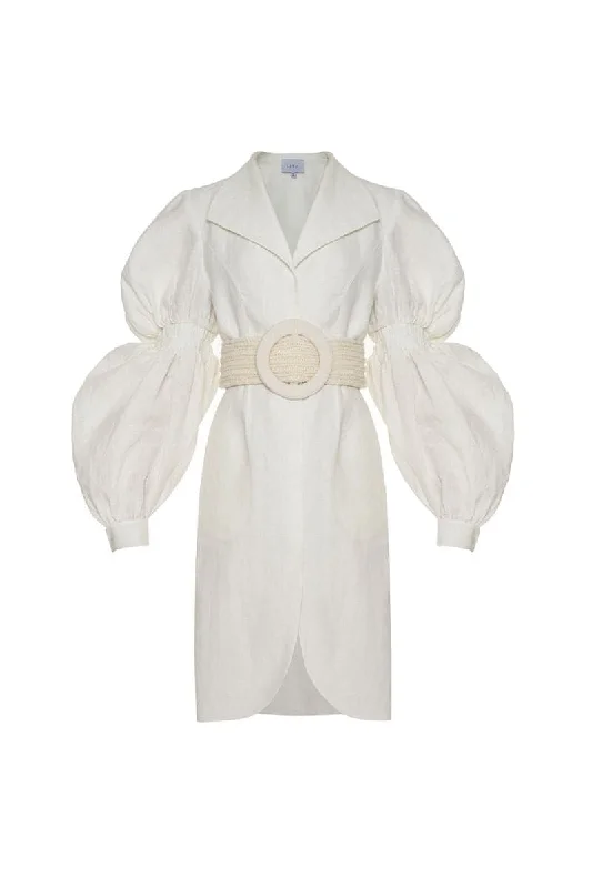 BLANCA WHITE DRESS WITH KNITTED BELT