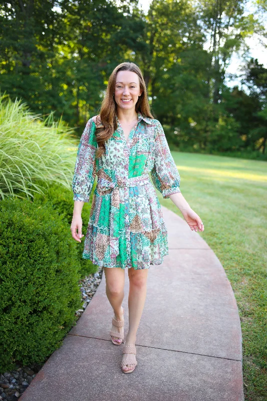 Green Multi Paisley Print Dress | Boutique Elise | Payton