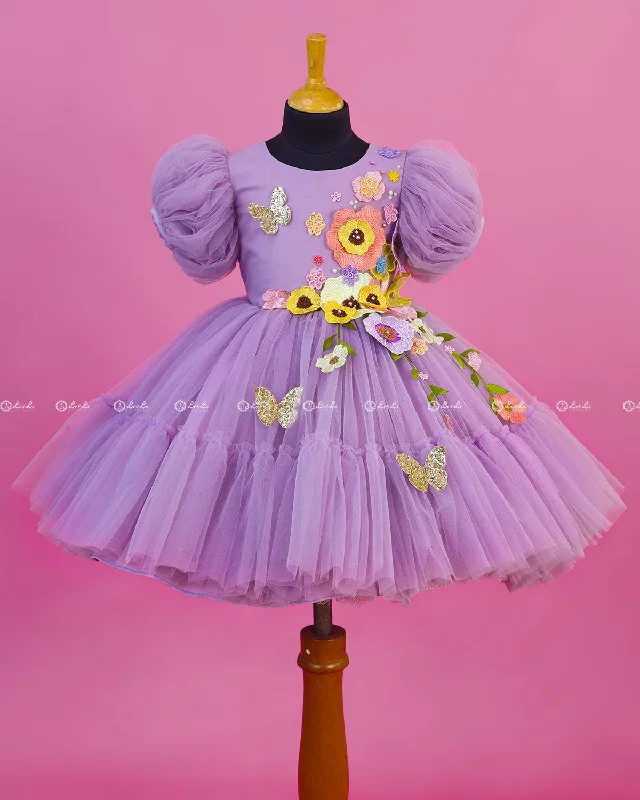 Dusty Lavender Fairy Tale Dress with Wild Flowers.