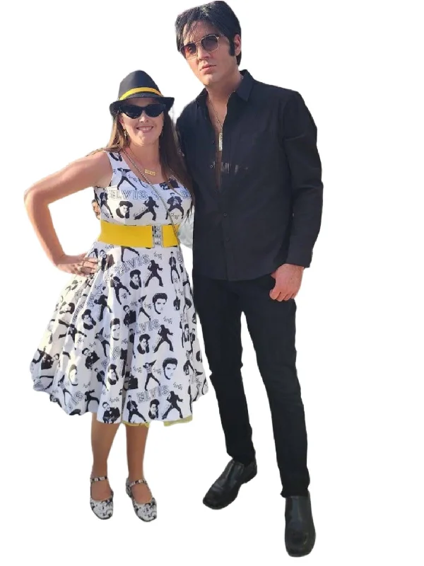 Elvis Knee Length Skater Dress With Pockets