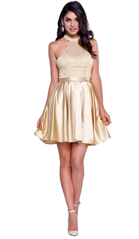 Nox Anabel - Lace Halter Short Prom Dress 6217SC