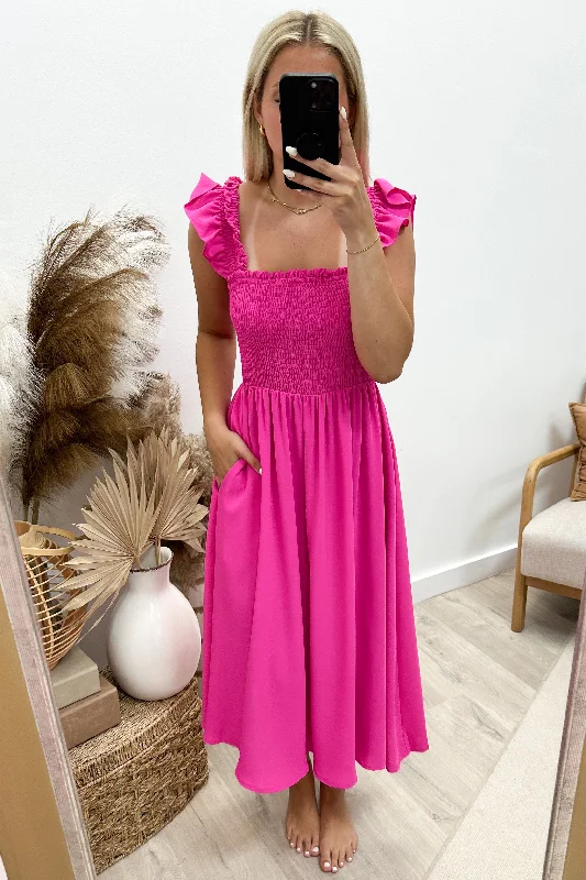 "Ruffle Some Feathers" Dress (Hot Pink)