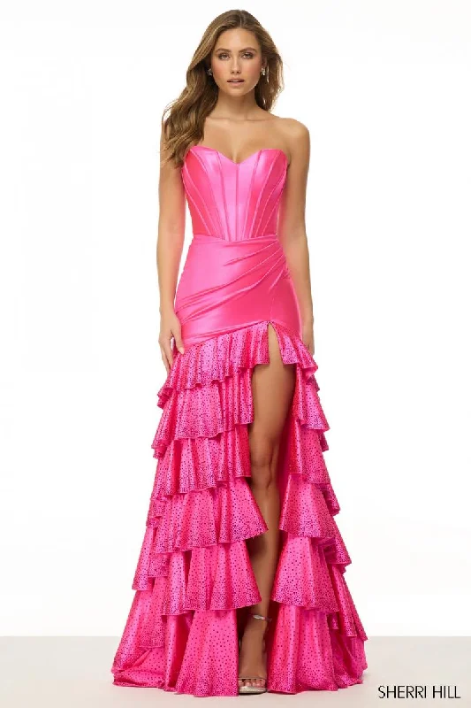 Sherri Hill Corset Ruffle Long Prom Dress 57031
