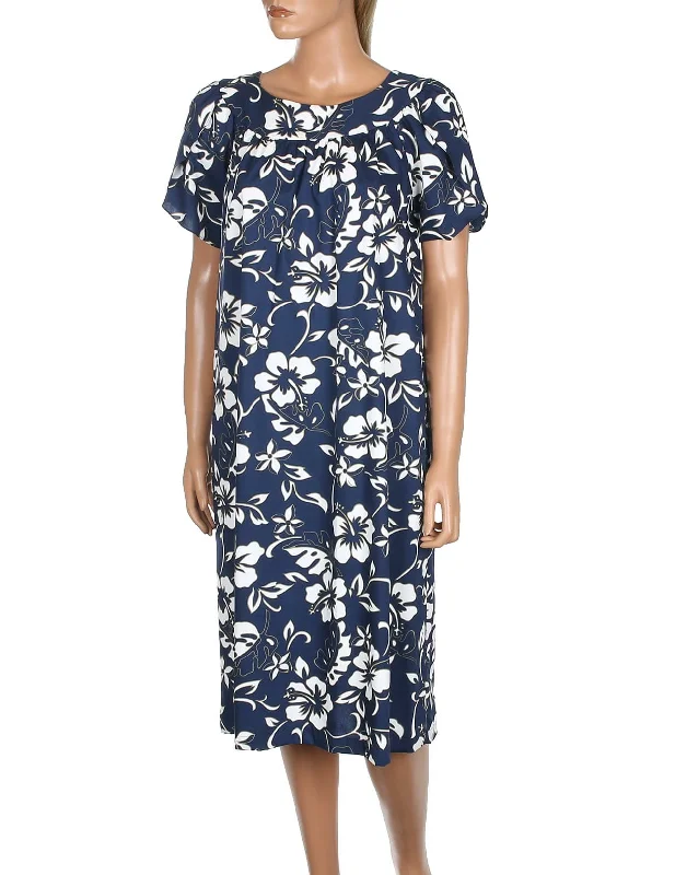 Short Pull Over Hibiscus Hawaiian Dress