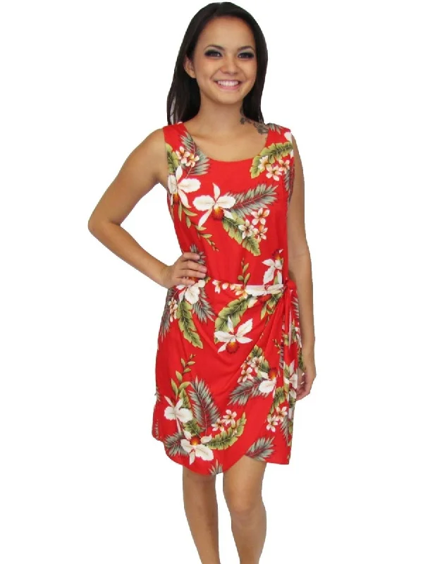 Short Sarong Rayon Red Dress Hanapepe
