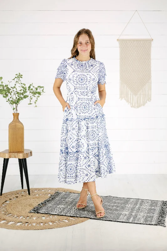 Silvana Print Dress - Blue