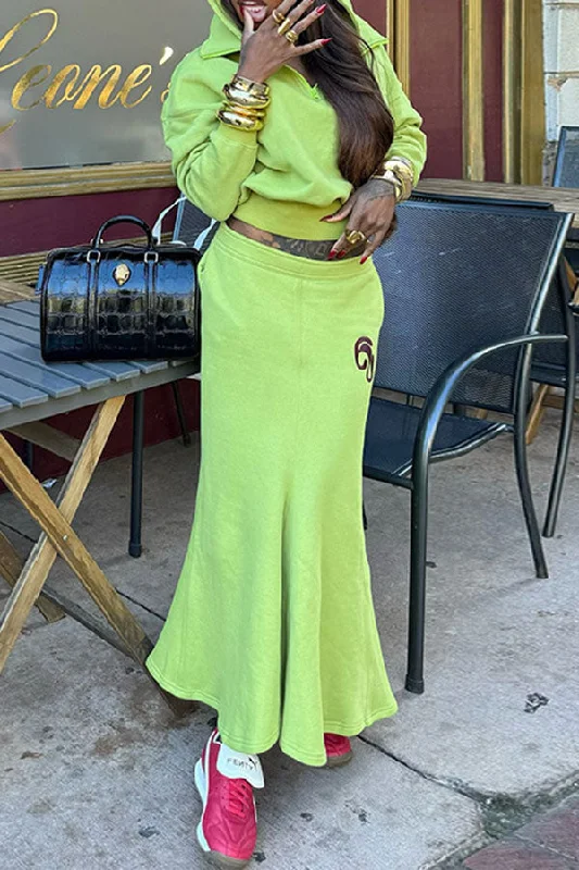 Solid Color Hooded Cozy Dress Suit