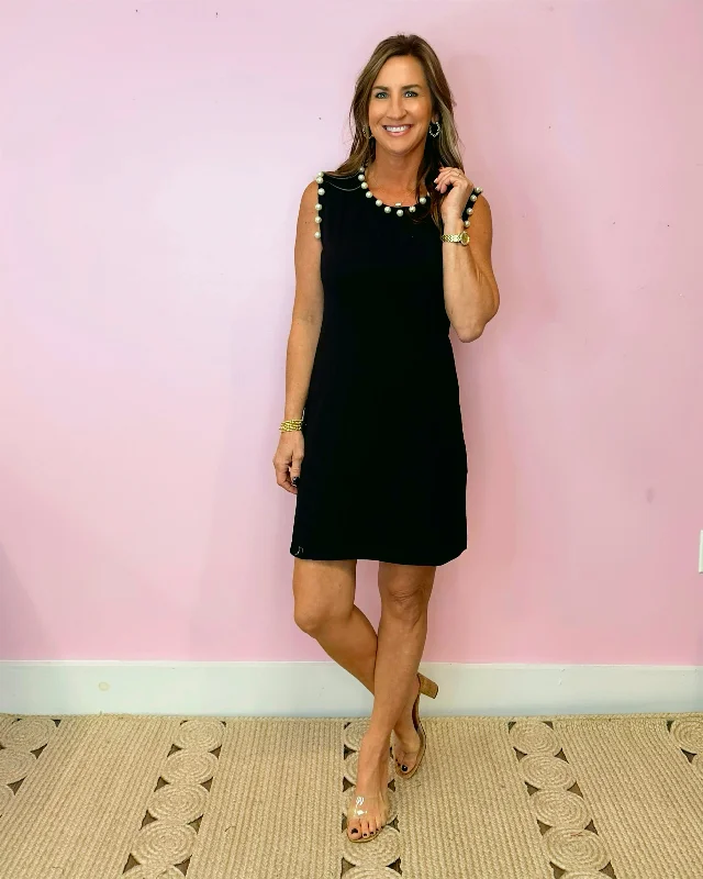 String Of Pearls Black Fitted Dress