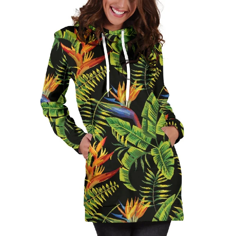 Tropical Summer Pattern Print Pullover Hoodie Dress