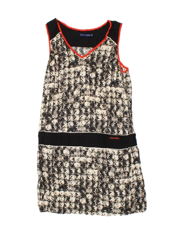 TRUSSARDI Womens Abstract Pattern Sheath Dress IT 42 Medium Black Viscose