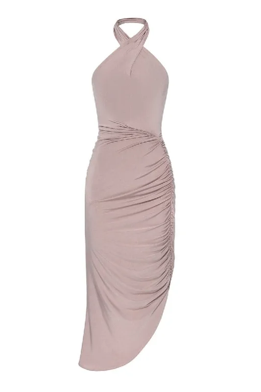 TWISTED NECK PINK DRESS