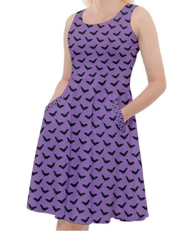VAMPIRA KNEE LENGTH SKATER DRESS WITH POCKETS