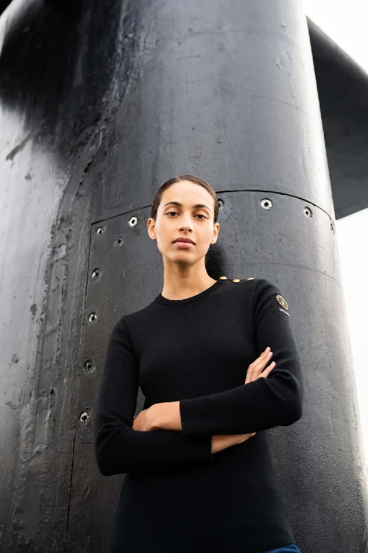 Astrolabe plain sailor jumper - SAINT JAMES x Marine nationale (NOIR) Zippered Buttoned Snapped Astrolabe plain sailor jumper - SAINT JAMES x Marine nationale (NOIR) Zippered Buttoned Snapped
