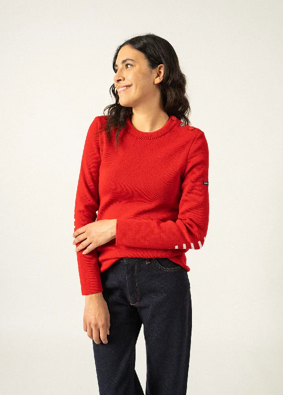 Bregançon plain sailor jumper - striped elbow patches, in wool (TULIPE) Polka Dot Checkered Tartan Bregançon plain sailor jumper - striped elbow patches, in wool (TULIPE) Polka Dot Checkered Tartan