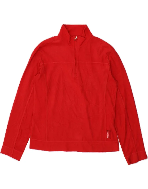 CHAMPION Womens Zip Neck Fleece Jumper UK 16 Large Red Polyester Sequined Glittery Shiny CHAMPION Womens Zip Neck Fleece Jumper UK 16 Large Red Polyester Sequined Glittery Shiny