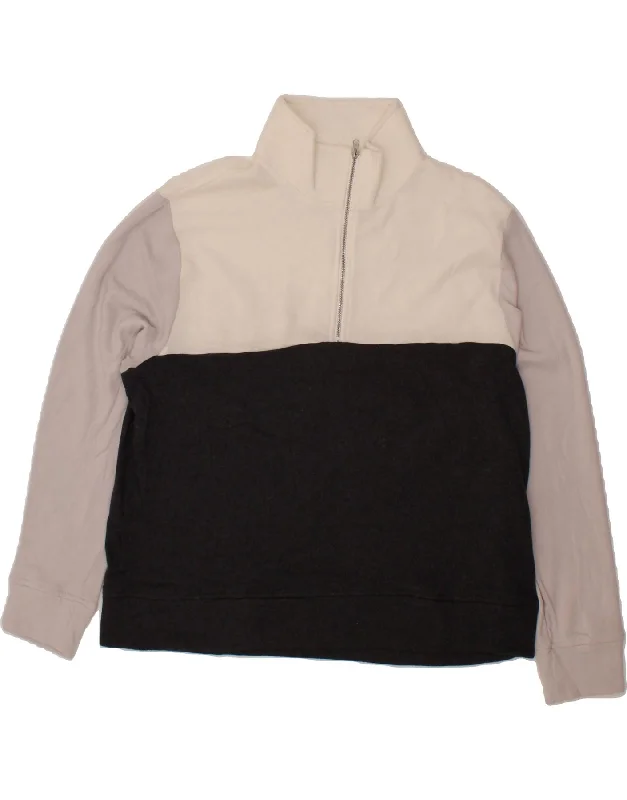J. CREW Womens Zip Neck Fleece Jumper UK 18 XL White Colourblock Polyester Layered Multi-layer Single Layer J. CREW Womens Zip Neck Fleece Jumper UK 18 XL White Colourblock Polyester Layered Multi-layer Single Layer