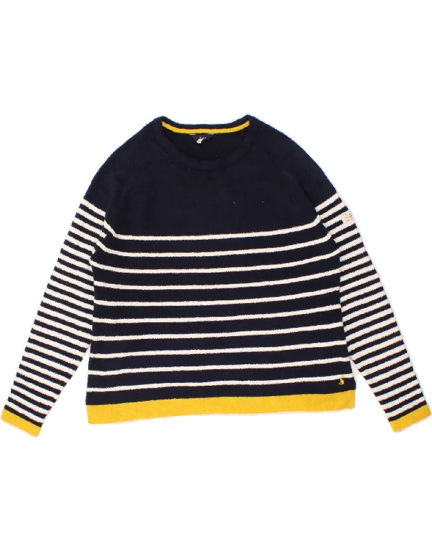 JOULES Womens Fleece Jumper UK 18 XL Navy Blue Striped Polyester Seamless Knitted Crochet JOULES Womens Fleece Jumper UK 18 XL Navy Blue Striped Polyester Seamless Knitted Crochet