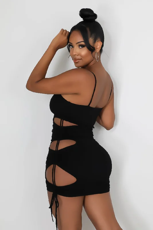 Anything For You Mini Dress - Black Cozy Ribbed Mini Dress