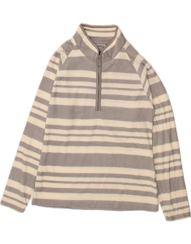 MOUNTAIN WAREHOUSE Womens Zip Neck Fleece Jumper UK 14 Large Grey Striped Ribbed Striped Patterned MOUNTAIN WAREHOUSE Womens Zip Neck Fleece Jumper UK 14 Large Grey Striped Ribbed Striped Patterned