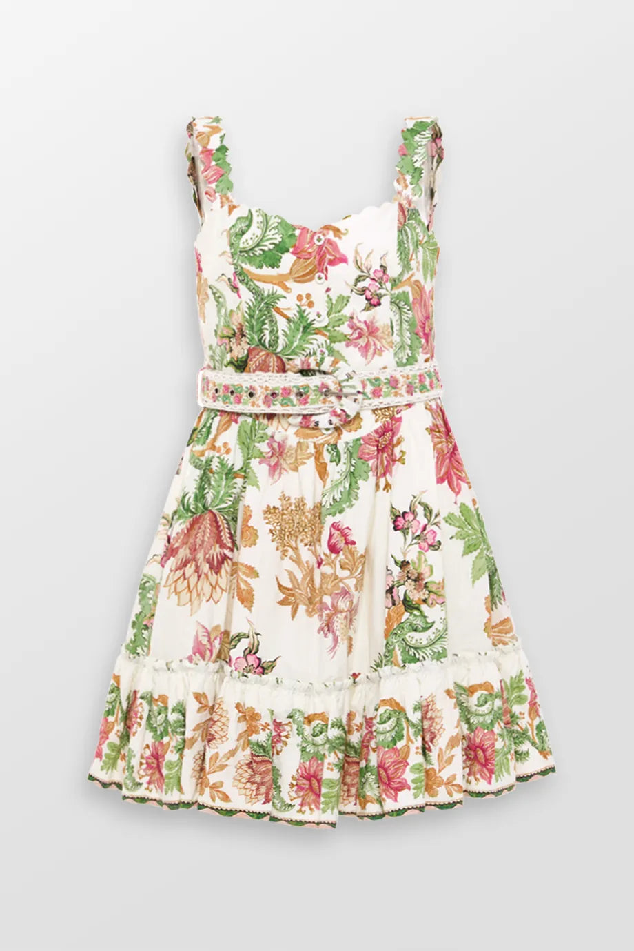 Pahi Floral Mini Dress With Handcrafted Button And Belt Comfortable Shift Mini Dress