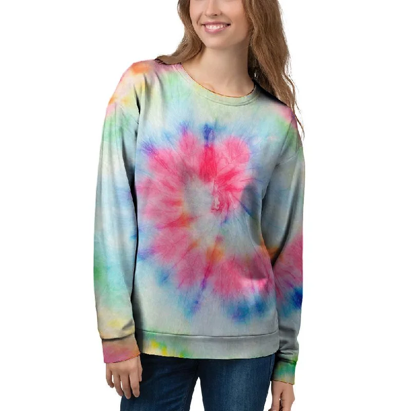 Rainbow Tie Dye Print Women's Sweatshirt Hoodie with Pattern Geometric Abstract