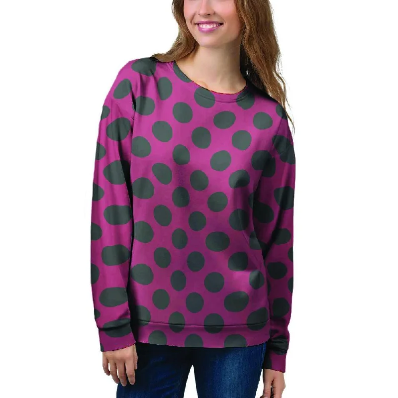 Red And Black Polka Dot Women's Sweatshirt Hoodie with Strings Custom Fit Adjustable Red And Black Polka Dot Women's Sweatshirt Hoodie with Strings Custom Fit Adjustable