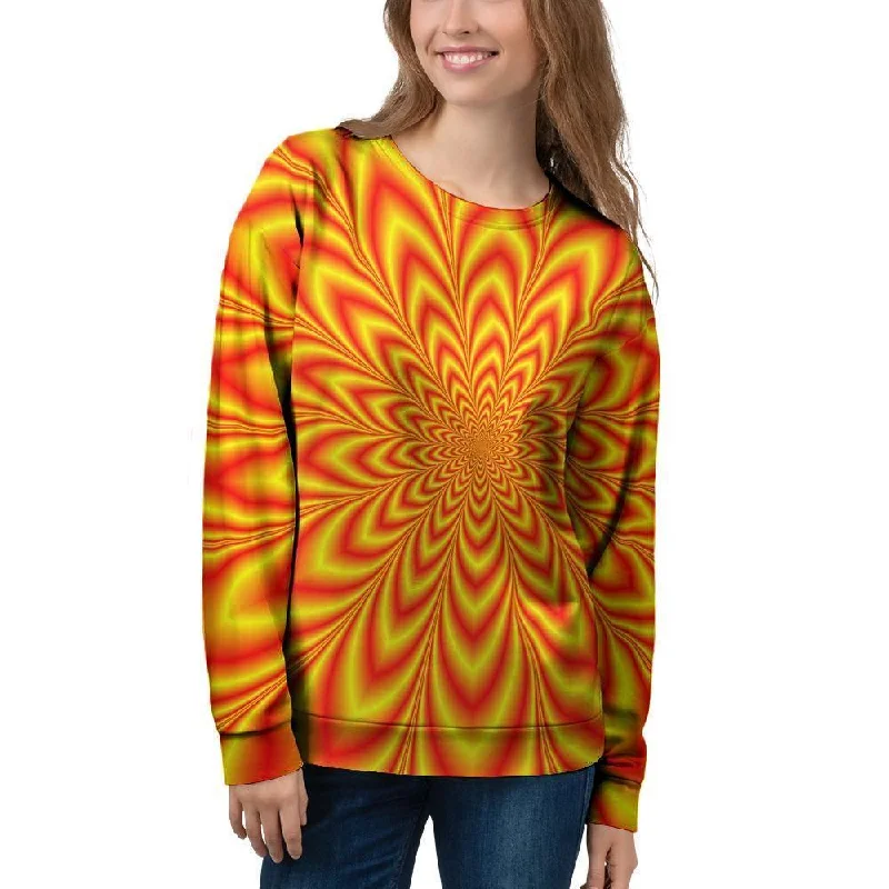 Red and Yellow Abstract Optical illusion Women's Sweatshirt Hoodie with Tied Waist Feminine Flattering Red and Yellow Abstract Optical illusion Women's Sweatshirt Hoodie with Tied Waist Feminine Flattering