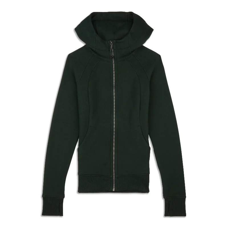 Scuba Full-Zip Hoodie - Resale Hoodie with Rolled Sleeves Casual Relaxed