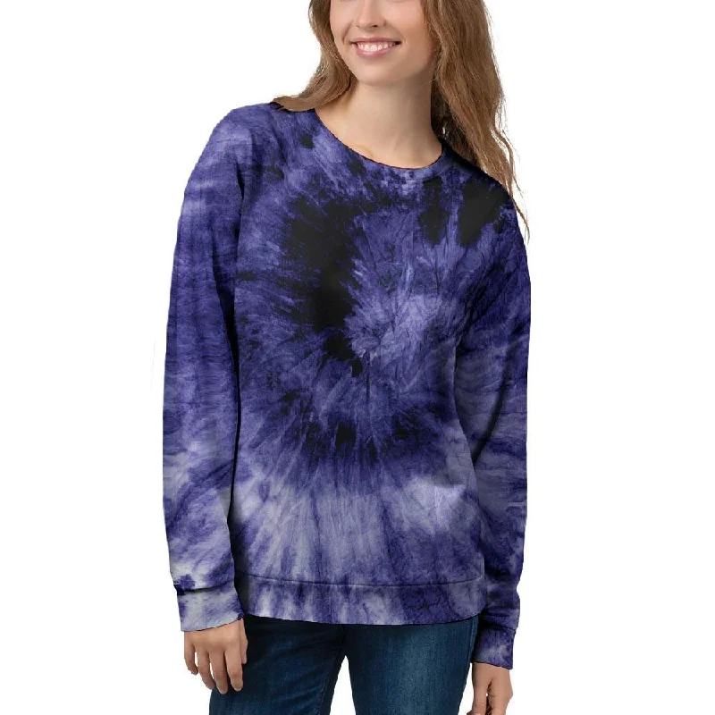 Tie Dye Blue Women's Sweatshirt Hoodie with Full-Zip Functional Layering