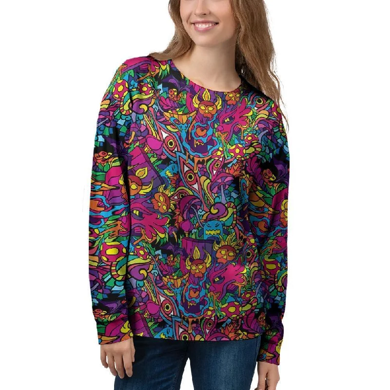 Tribal Hippie Trippy Women's Sweatshirt Hoodie with Drop Shoulder Relaxed Streetwear