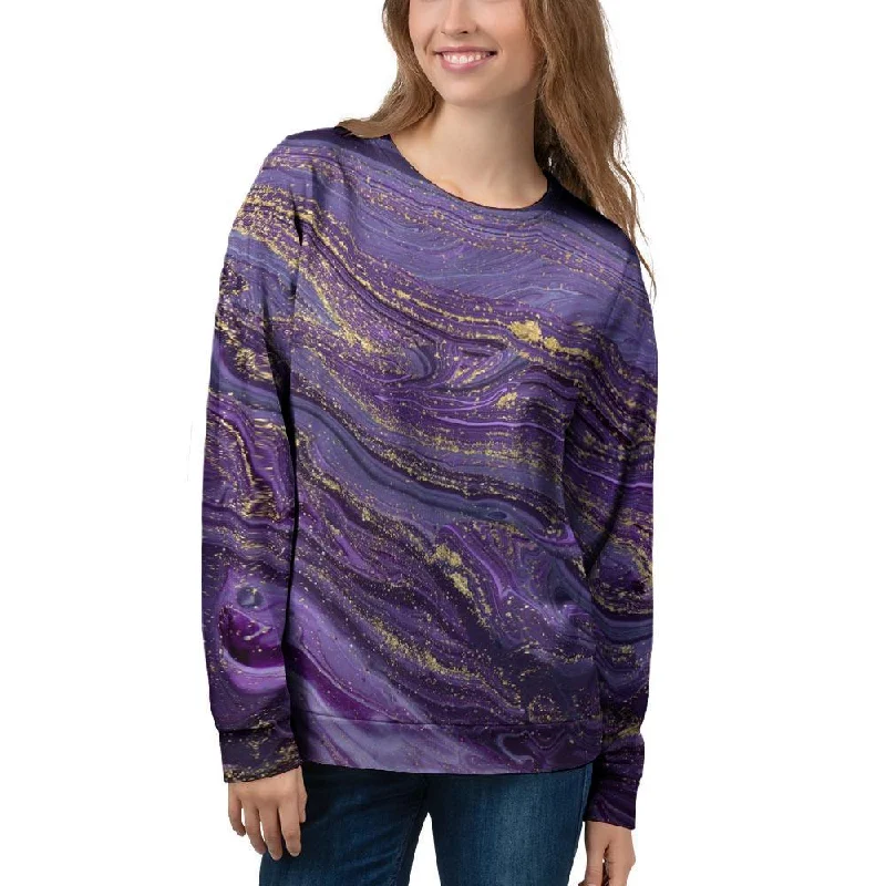 Violet Marble Women's Sweatshirt Hoodie with Slit Hem Functional Movement