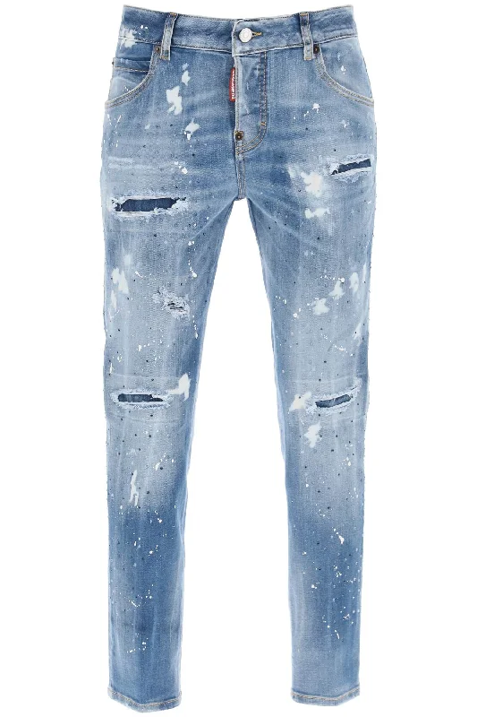Cool Girl Jeans In Medium Ice Spots Wash - Light Blue Casual Distressed Skinny Jeans Cool Girl Jeans In Medium Ice Spots Wash - Light Blue Casual Distressed Skinny Jeans