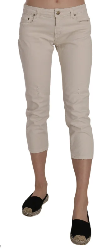 Dondup Cotton Stretch Low Waist Skinny Cropped Capri Women's Jeans Elegant Tapered Leg Denim Dondup Cotton Stretch Low Waist Skinny Cropped Capri Women's Jeans Elegant Tapered Leg Denim
